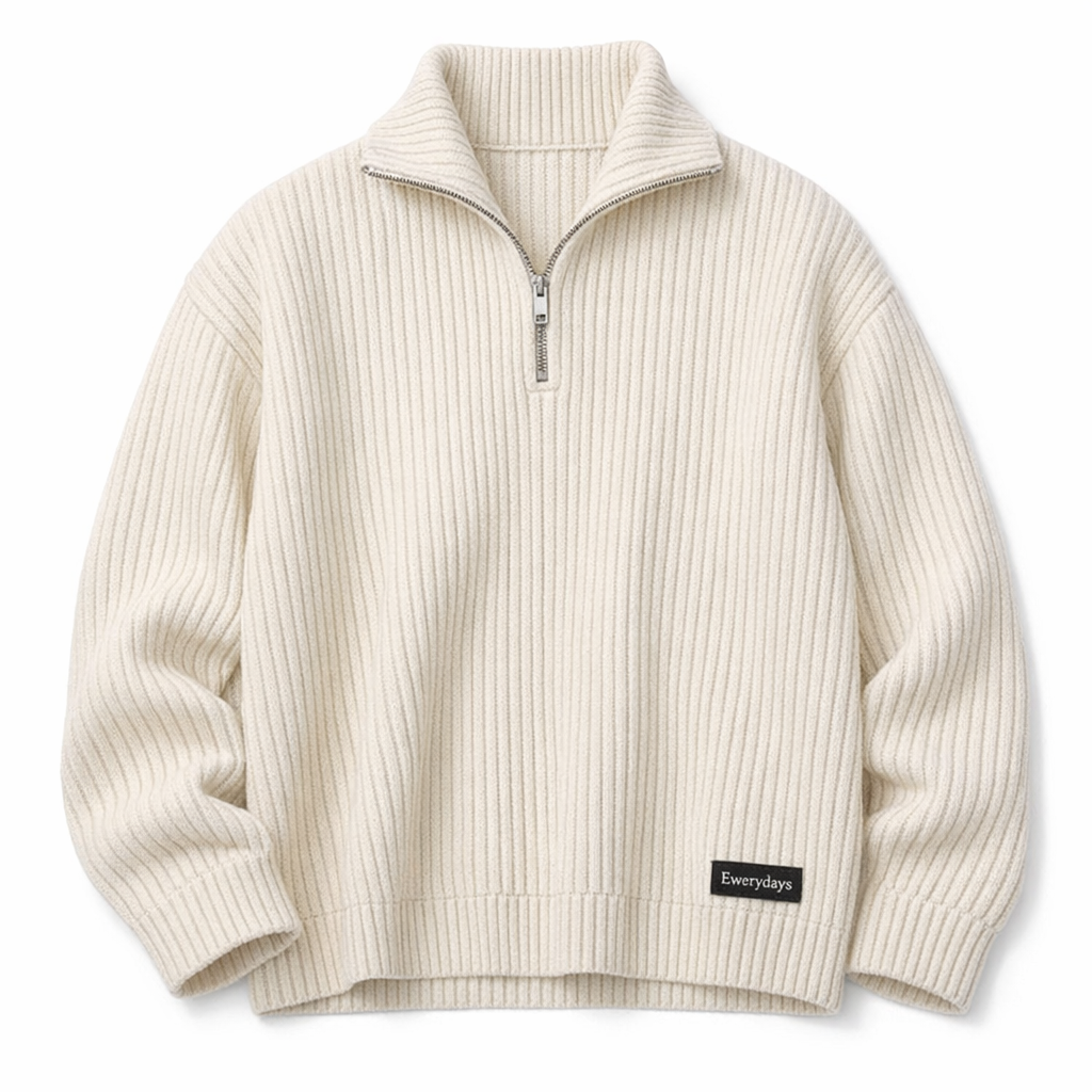 Ewerydays Half-Zip Ribbed Sweater