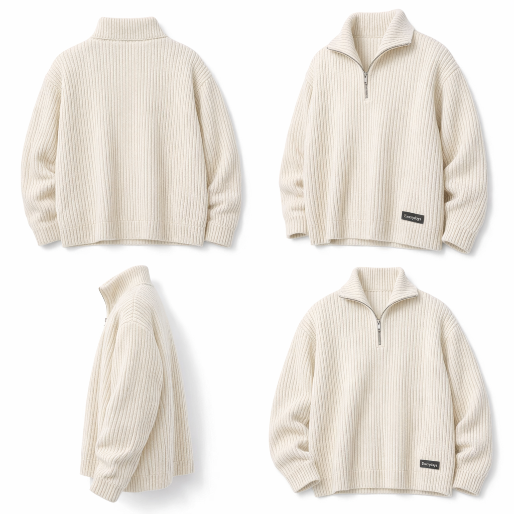 Ewerydays Half-Zip Ribbed Sweater