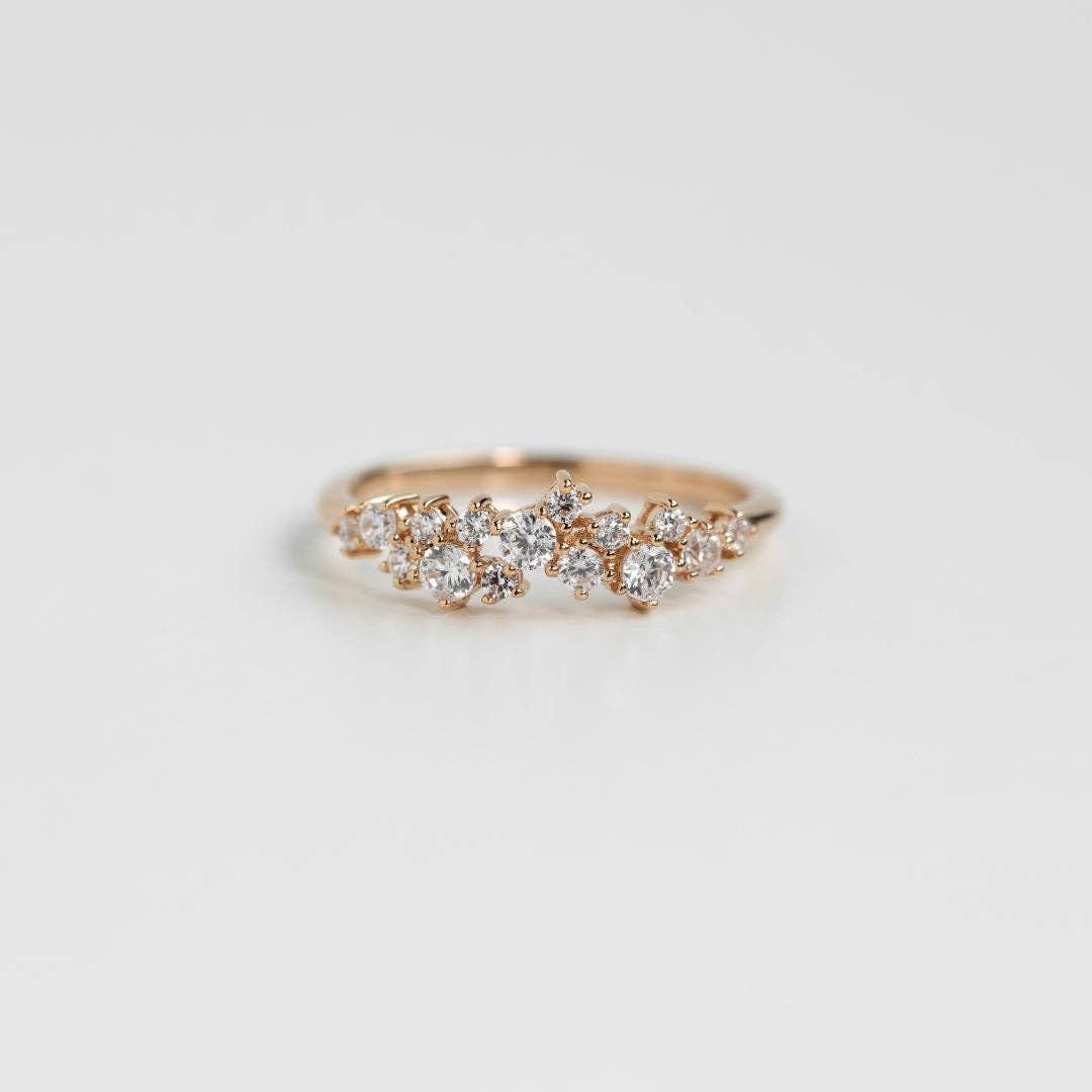 Ring AMBRE mit 3 Mikron Goldplattierung und Zirkonien