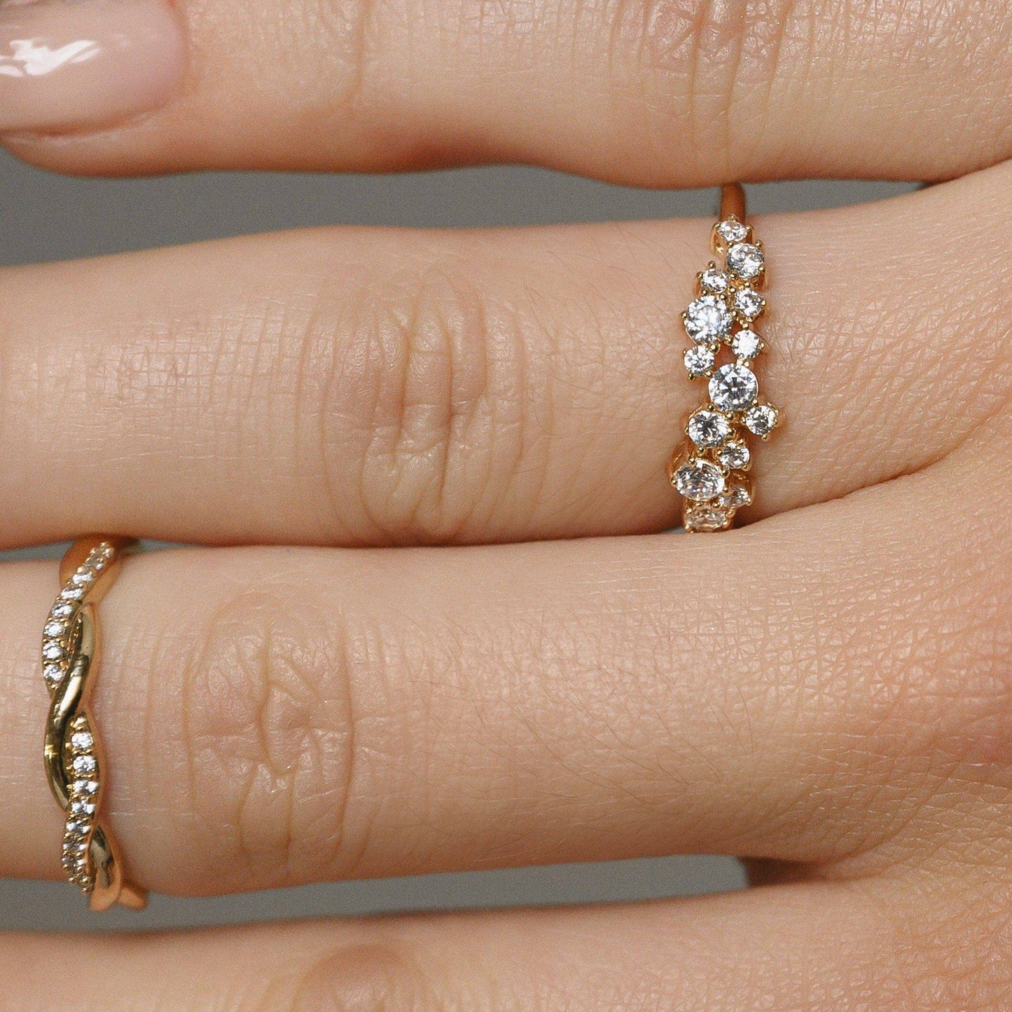 Ring AMBRE mit 3 Mikron Goldplattierung und Zirkonien